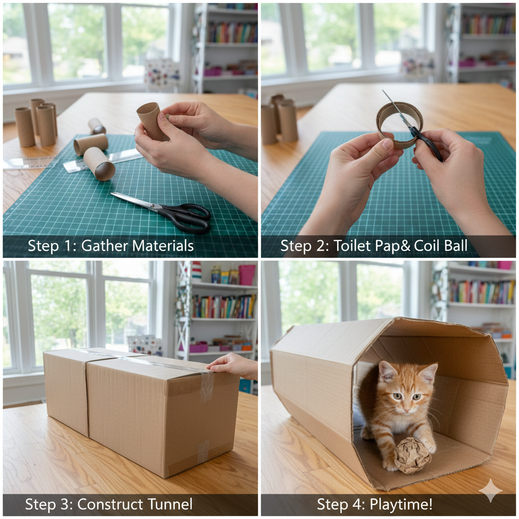 Quy trình làm đồ chơi giấy cho mèo