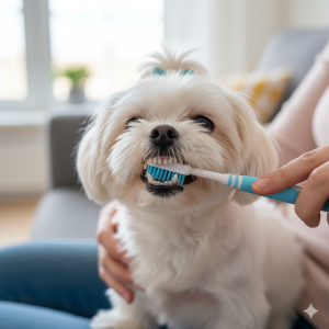 Vệ sinh răng miệng cho cún.