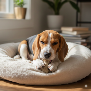 Cún con thư giãn với đồ chơi gặm